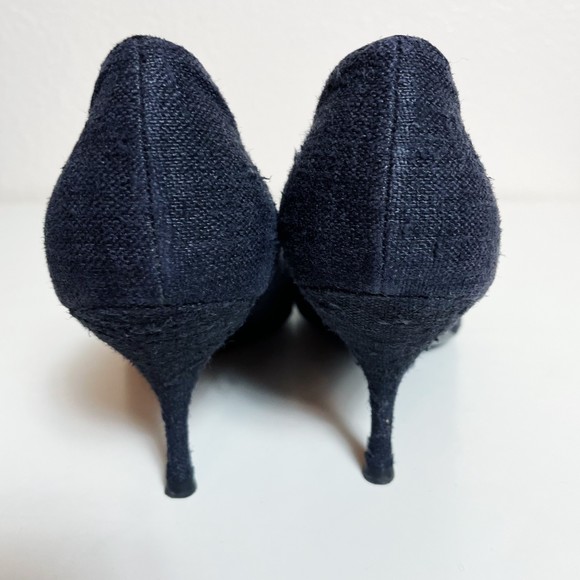 Prada Black Tweed Beaded Buckle Kitten Heels Size 35 - Picture 8 of 10